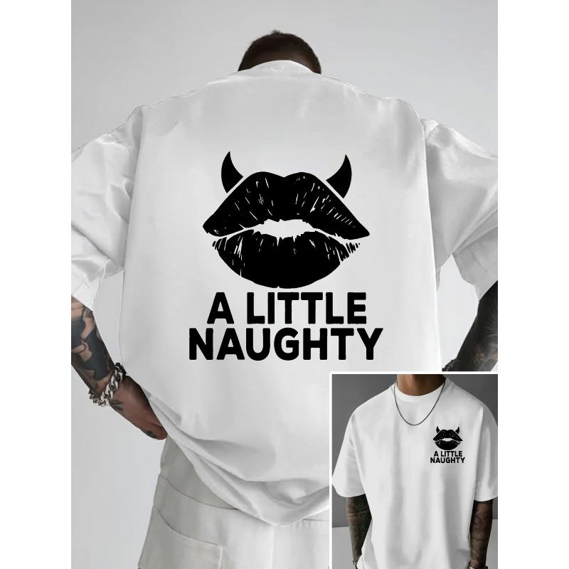 European sizes Little Devil, Stylish Men'S T-Shirt with Sexy Lips And Double-Sided Print Design