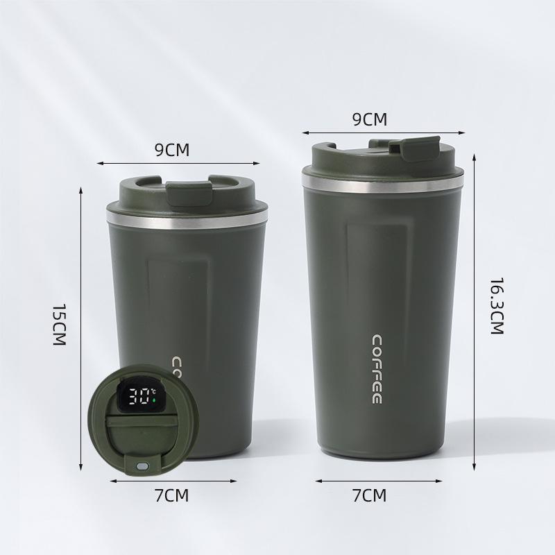 Insulated Stainless Steel Coffee Cup with Smart Temperature Display and Lid - Portable Gift for Men and Women
