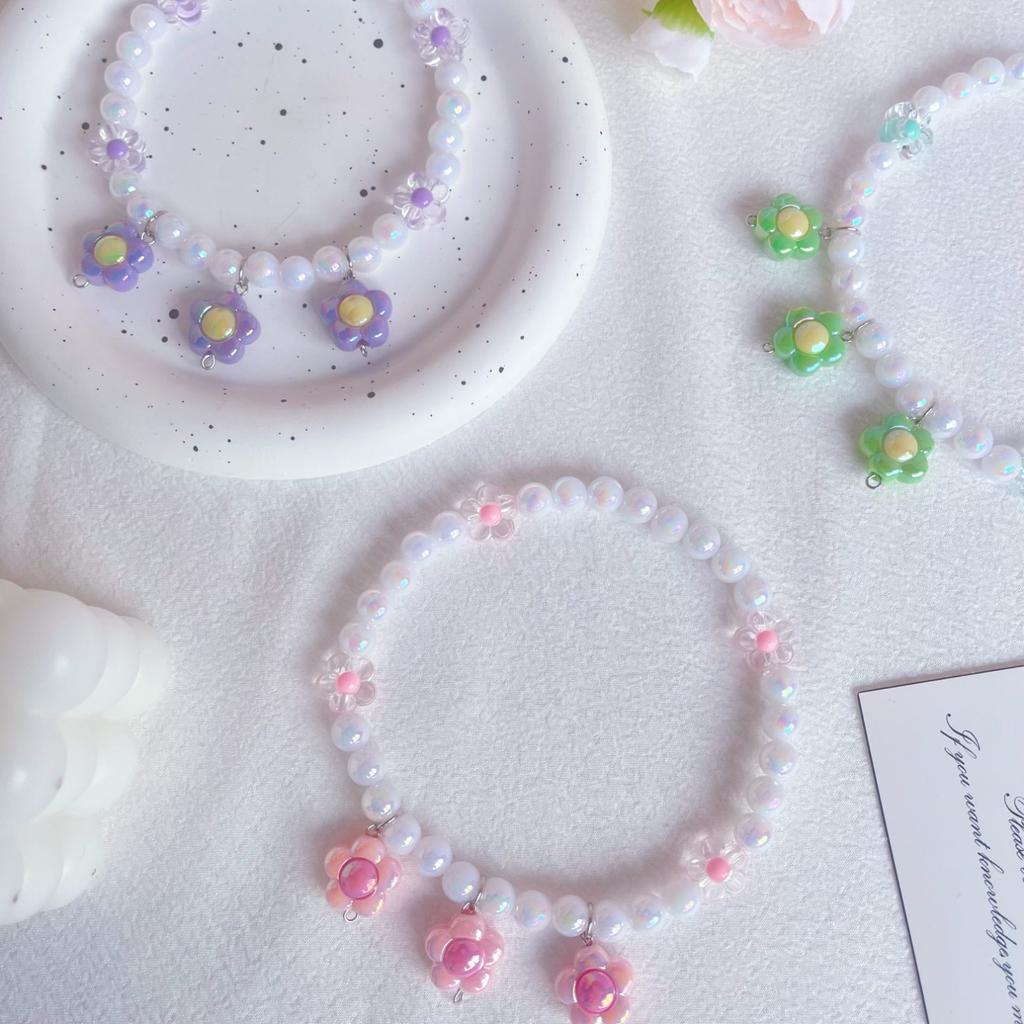 Dream Garden Series Pet Pearl Necklace Flower Pendant Collar Stretch Neck Accessories Pet Cat