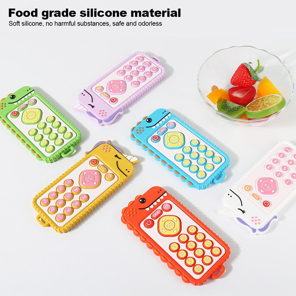 Baby Silicone Unicorn Remote Control Teether Handle Simulation Button Nibbling Toy Food Grade Silicone Teether