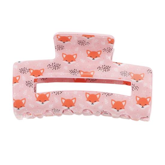 Hair Claw Cartoon Animal Pattern Rectangle Shape Back Head Hair Clip Anti-slip Teeth Versatile Hair