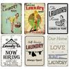 Laundry Vintage Metal Posters Tin Signs Decor Funny Metal Plaque Pin Up Girl Home Wall Art Painting