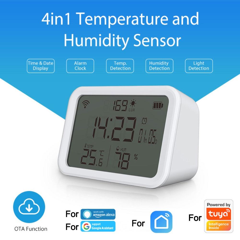 1pc Home Smart WiFi Thermometer Hygrometer For Alexa And-Assistant For Voice Control For-Smart Life APP For-Tuya Thermometer