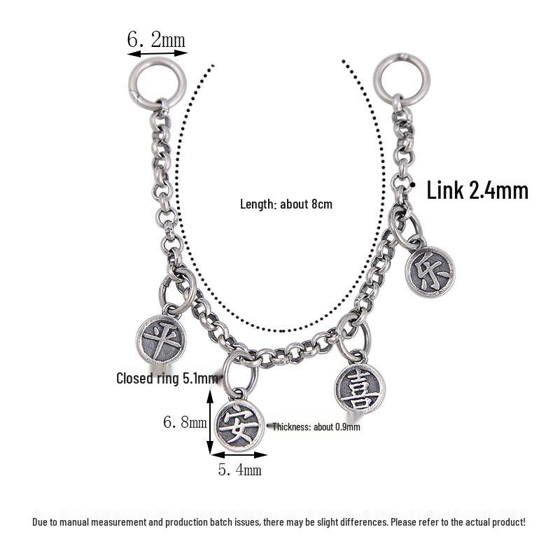 

Ретро матовый кулон-кисточка из стерлингового серебра 925 пробы «Мир и радость» для браслетов в китайском стиле «сделай сам»