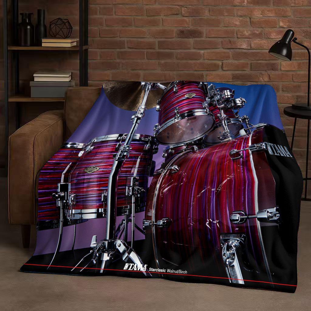 Set Batteria Classico Strumenti Musicali Rock Coperta in Flanella, Coperta Plaid Ultra Morbida per Casa Camera da Letto Letto Divano Copertura Regalo per Bambini