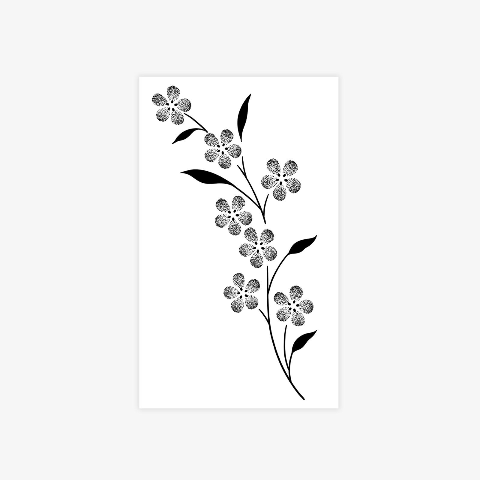 Bouquet Flower Tattoo Sticker Waterproof And Long-Lasting High-End Feeling Simple Small Fresh Waist And Abdomen Tattoo Sticker 9*15