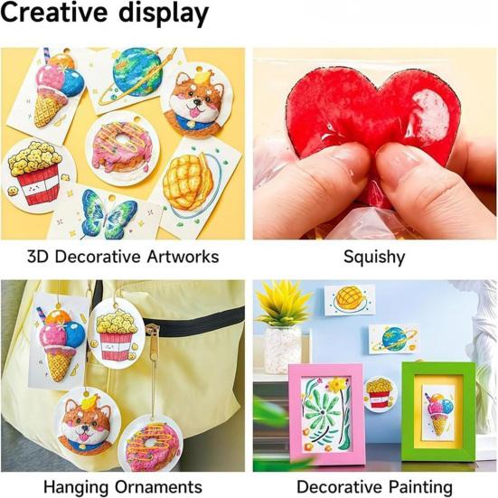 Yousheng Skumtekstur Blankt Malepapir 3D Tegning Magisk Lerret Svamp med Vannpensel Hvit Puffy Maling Papir for Barn Voksne DIY Kunsthåndverk