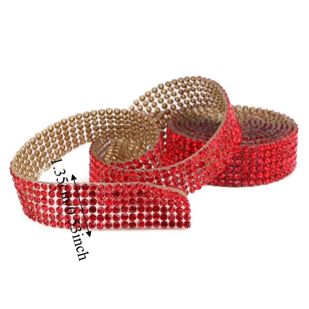 1pcs Self Adhesive Rhinestone Strips Hot Melt Adhesive Rhinestone Banding  DIY Arts Crafts красный