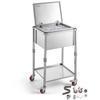 Rolling Ice Chest Cooler Cart Stainless Steel Cooling Bin 54.6 L, Outdoor Stand Up Cooler Trolley with Wheels, Flip Lid, and Shelf