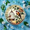 Metal Wall Art Golden Birds Floral Decor Hanging Home