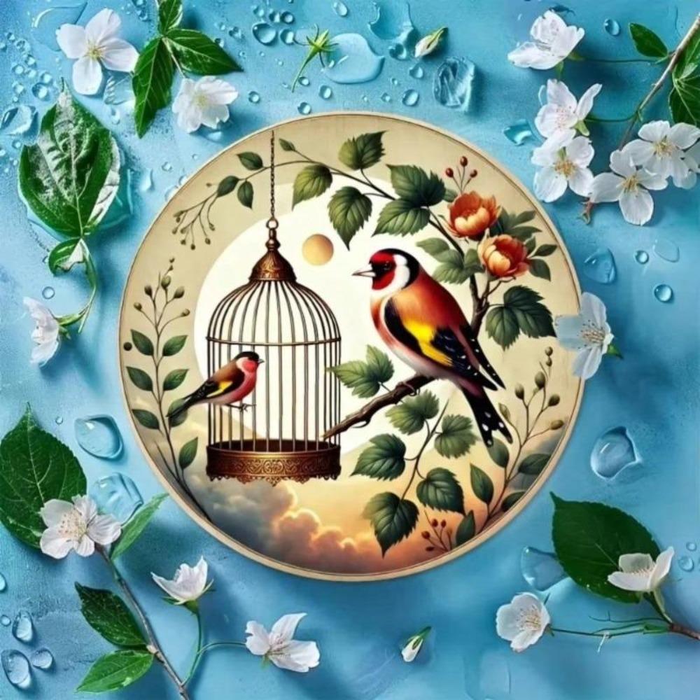 Metal Wall Art Golden Birds Floral Decor Hanging Home
