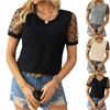 Women's Casual Round Neck  Pullover Stitching Short Sleeve T-shirt Top
