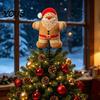 Gingerbread Man Tree Decor Wool Felt Christmas Topper, Cute Snowman/Santa Claus Treetop Ornament with Personalized Spring Base, Holiday Xmas