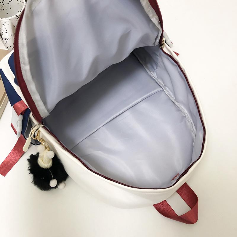 Student Block Color Schoolbag Women's College Style Backpack Large Capacity Backpack