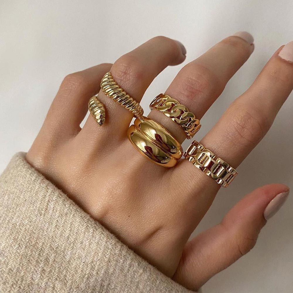 

Personality For Girls Temperament Geometric Korean Finger Rings Women Opening Rings Cross Chain