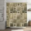 Geometric Bathroom Shower Curtain Set Modern Decor Brown Beige Tones For Home Bath Accessories