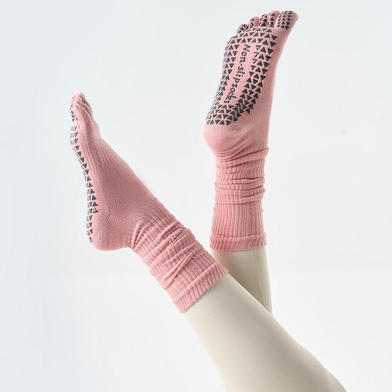 Dual-Use Non-Slip Extra-Long Five-Toe Cotton High-Top Women's Yoga Socks