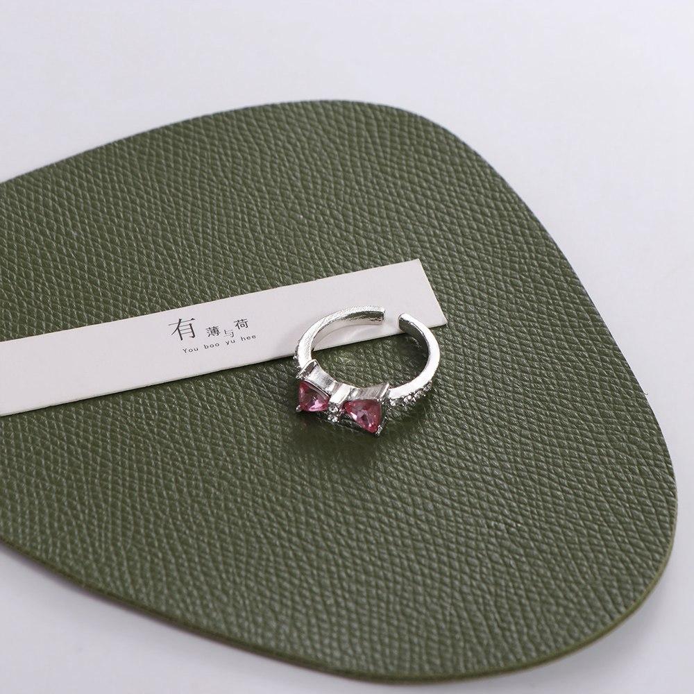 Pink Bowknot Finger Ring Exquisite Bowknot Opening Ring Beauty Bow-tie Ring  Gift