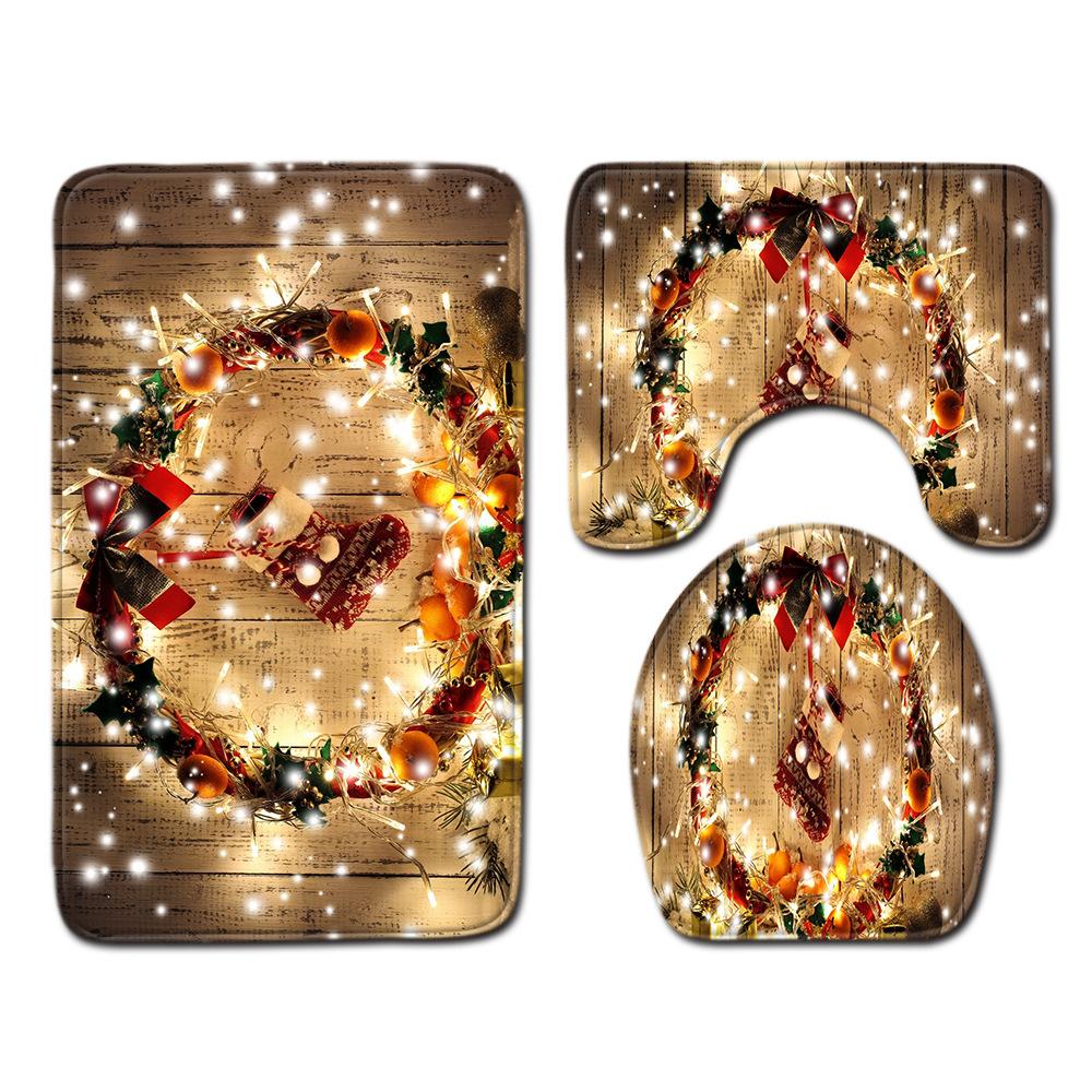 Christmas Bathroom Floor Mat Toilet Three-Piece Set