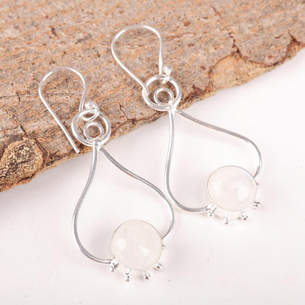 Rainbow Moonstone Jewelry, 925 Solid Sterling Silver Earrings Jewelry, Handmade Earrings Gemstone Jewelry For Women