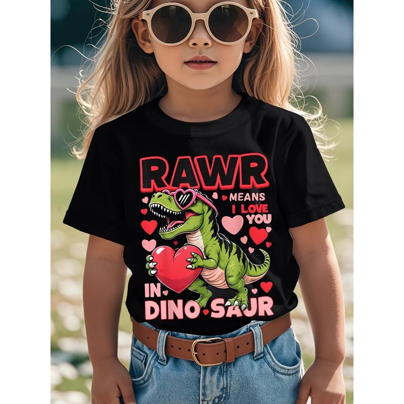 European sizes Rawr Means I Love You In Dinosaur Valentine's Day Novelty Awesome Graphic Kid T-Shirt Cute Kid T Shirts Street Style Tees Tops for Kid