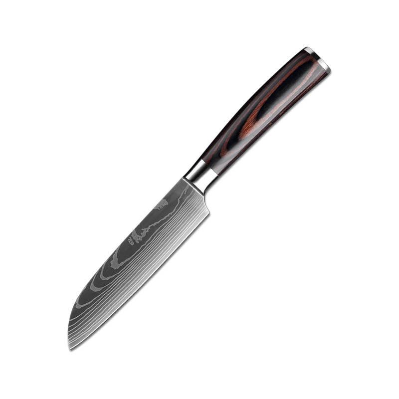 Sharp Stainless Steel Damascus Professional Chef Knife Fruit Knife Color Wood Handle Cutting Knife Meat Knife Combination