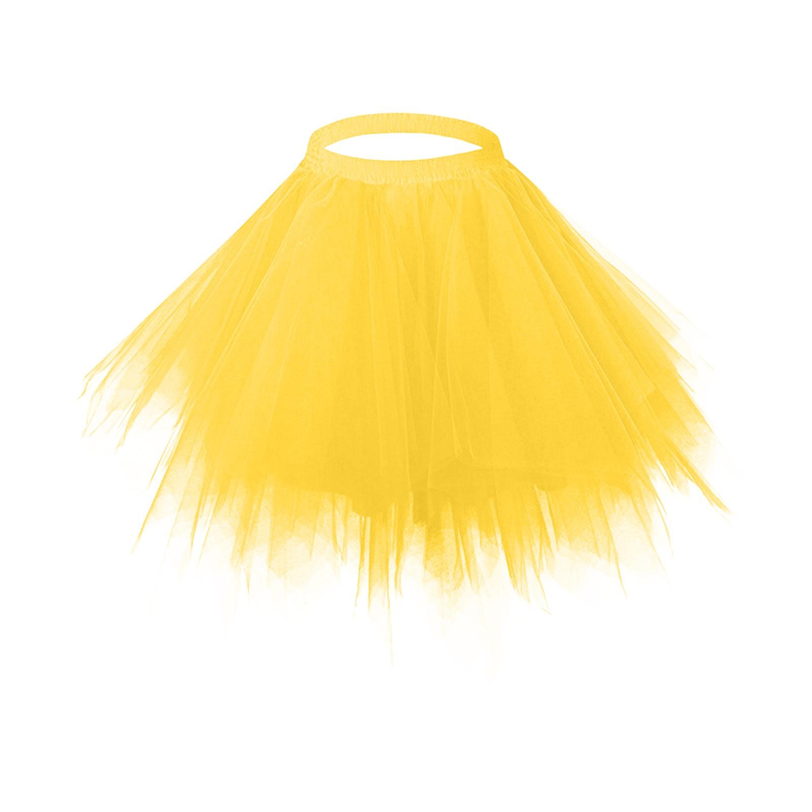 

Женская повседневная однотонная сетчатая юбка-юбка принцесса юбка полуюбка юбка One Size жёлтый