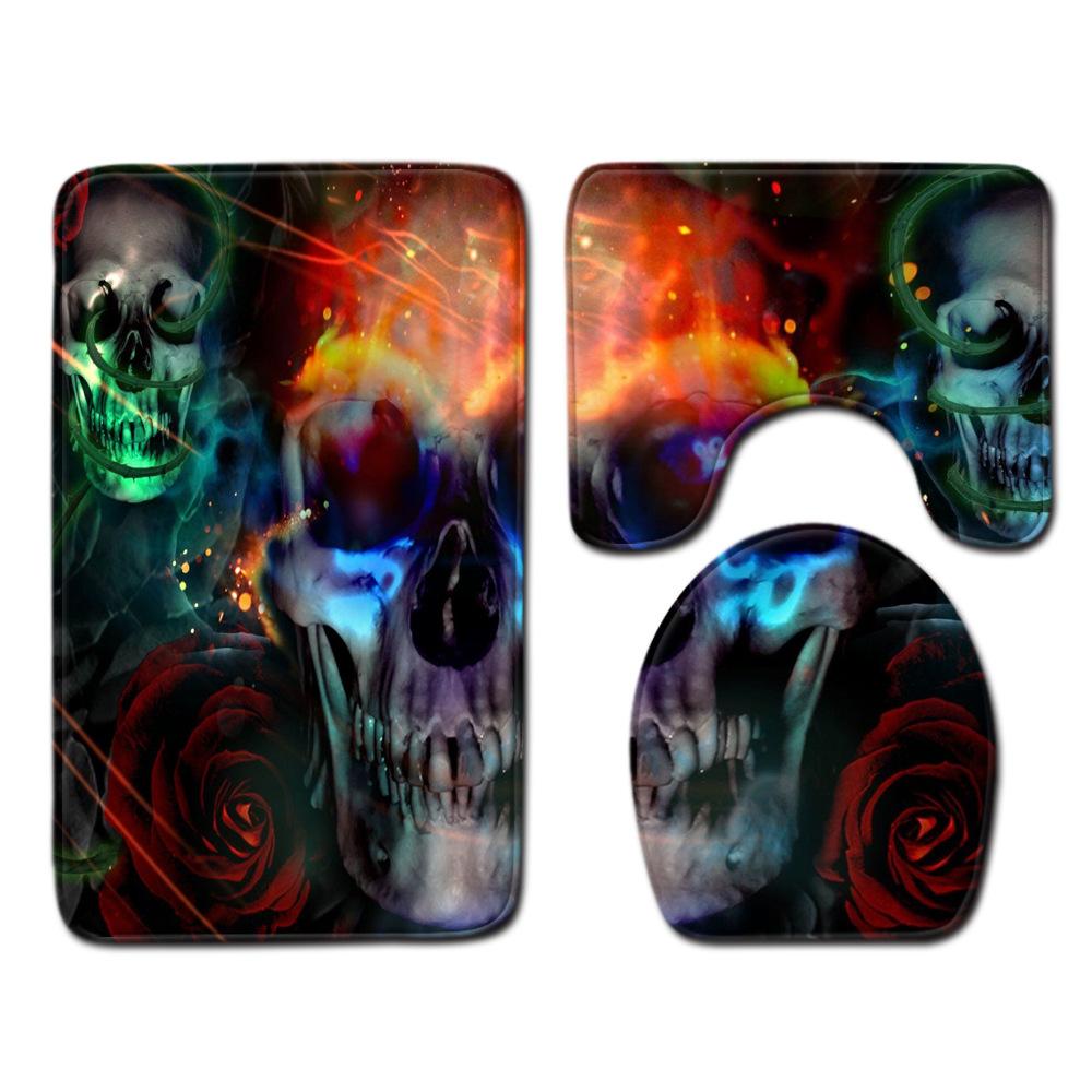 Toilet Three-Piece Floor Mat Bathroom Toilet Carpet Doormat