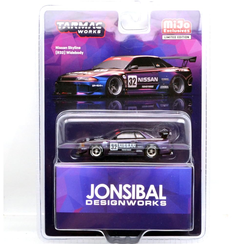 MiJo ECXCLUSIVE - TARMAC WORKS 1/64 Nissan Skyline GT-R R32 Widebody Jonsibal (Midnight Purple)