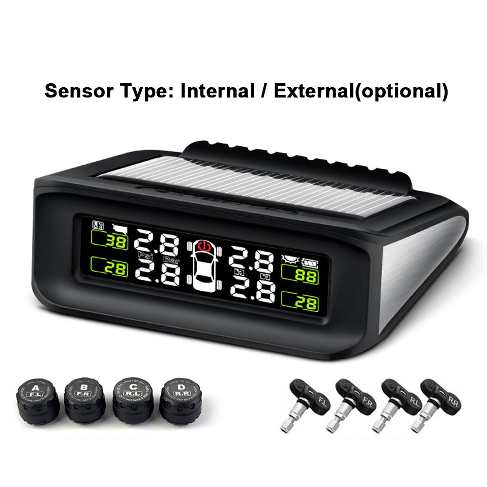 Solar Tire Pressure Detector Car Wireless Tire Pressure Monitor Monitoring System Waterproof with 4