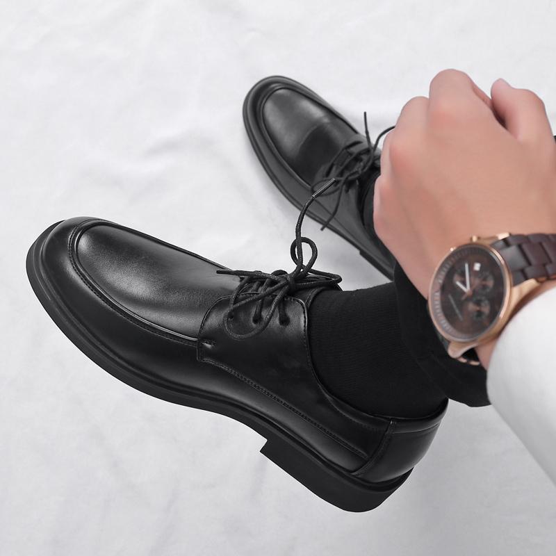 Fashion Casual Men's Leather Shoes Fashionable Minimalist Style Daily Office Leisure Business Party Classic Black Adult Shoes 38-48