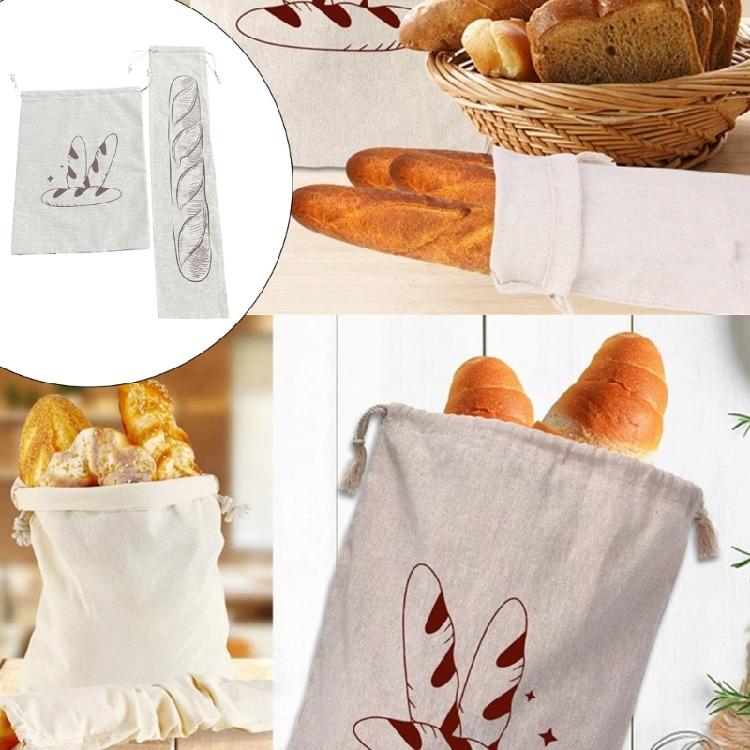 Sustainable Packaging Pouch Functional Linen Drawstring Bag for Bread and Fruits