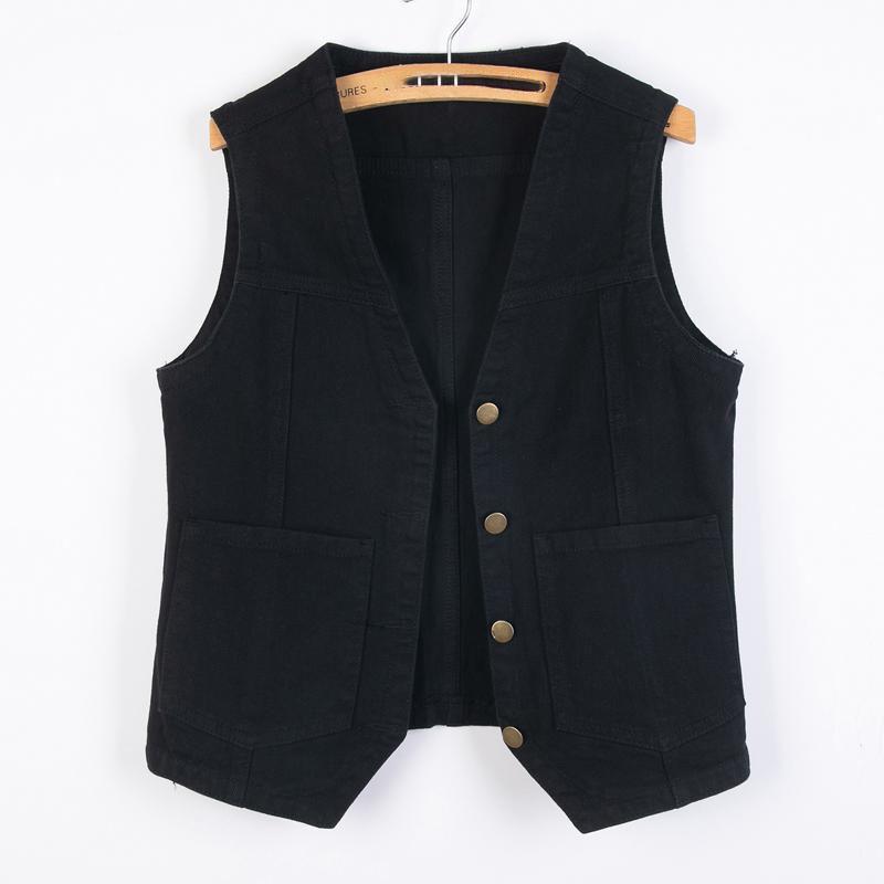 Fashion Denim Vest Female Streetwear V Neck Women Vest Summer Large Size Waistcoat Jeans Tops Sleevless Jacket Chaleco Mujer