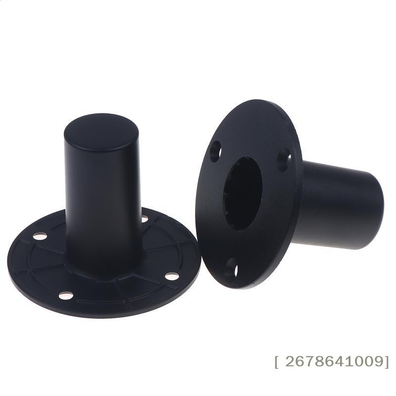 Black Metal Speaker Stand Mounts- Flange Base Adapter Feet for Secure Installation of Home Audio, PA Systems & Stage Speakers