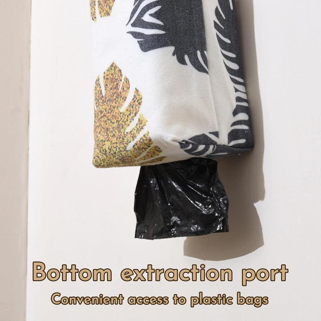 2-Pack Plastic Bag Holder, Wall Mounted Grocery Bag Holder with Multicolor Flower Canvas, Reble Garbage Dispenser for Kitchen,Storage