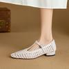 Fashion 2025 New Spring Women Pumps Genuine Leather Women Shoes Square Toe Buckle Strap Mary Janes Weave Ladies Shoes