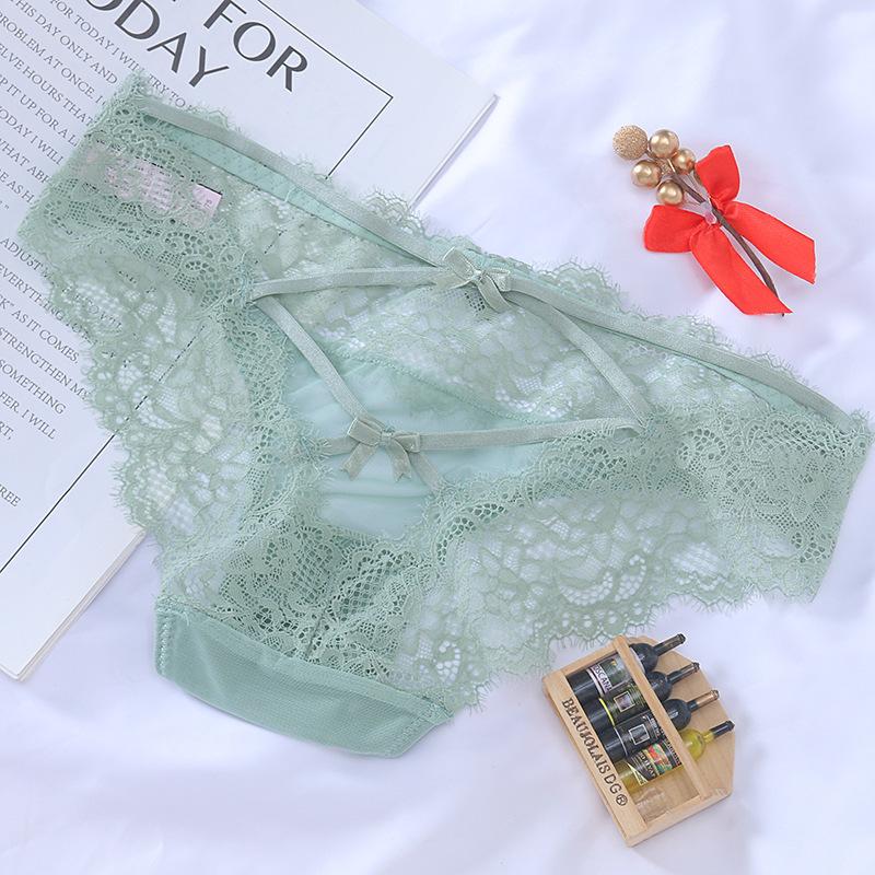 Couples Dating Low Waist Erotic Seductive Perspective Pure Desire Lace Cross Strap Bow Sexy Women's Triangle Pants