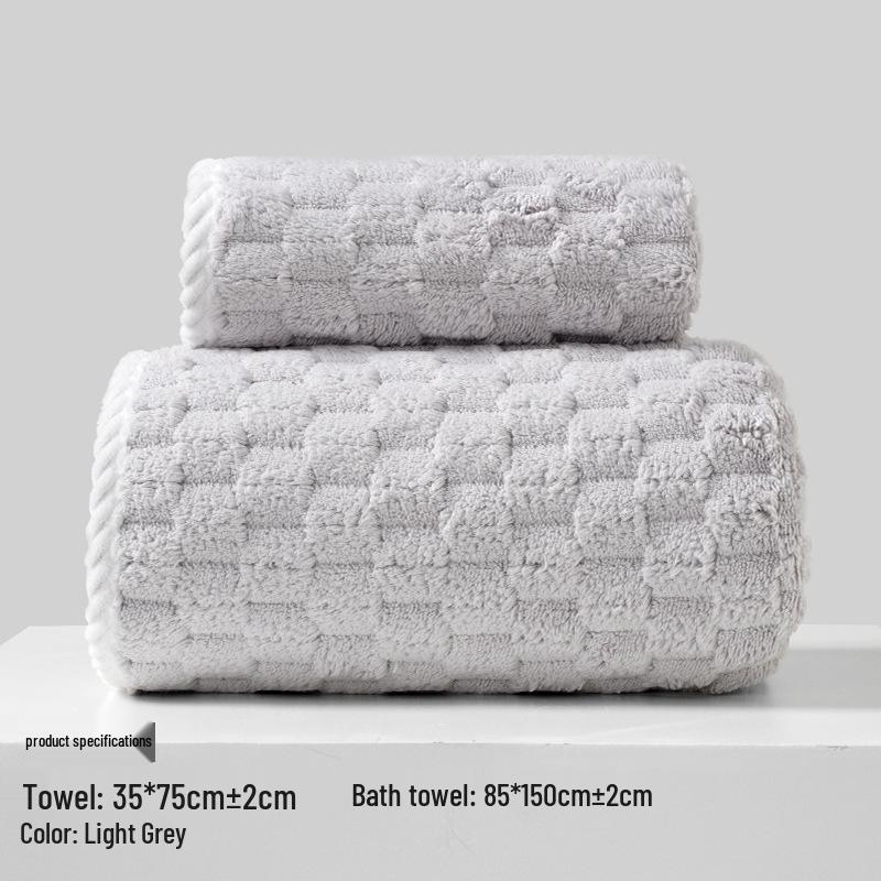 Xiangfengyun Dorge Large Coral Fleece Bath Towel Set - Extra Thick, Soft, and Absorbent (85x150 cm)