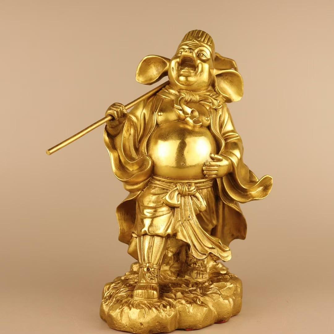 

Brass Zhu Bajie Figurine Tianpeng Marshal Second Brother Copper Statue Living Room Entrance Craft Gift Ornament