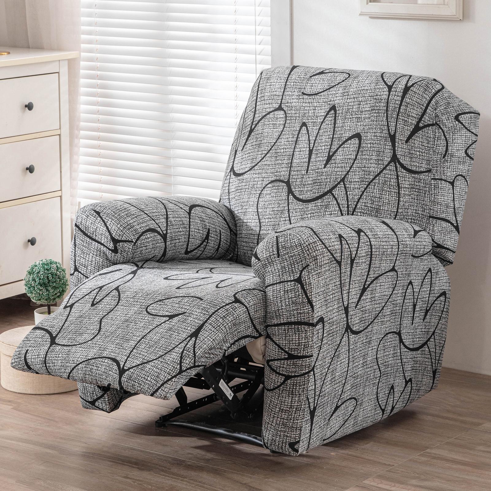 

Elastic Recliner Chair Cover Non Slip Lazyboy Covers Full Coverage Anti Scratch Printed Sofa Cover Furniture Protector for Home 1Set серый