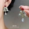 Silver Needle Christmas Tree Diamond Pearl Stud Earrings New Fashion Earrings Niche Design Christmas Earrings