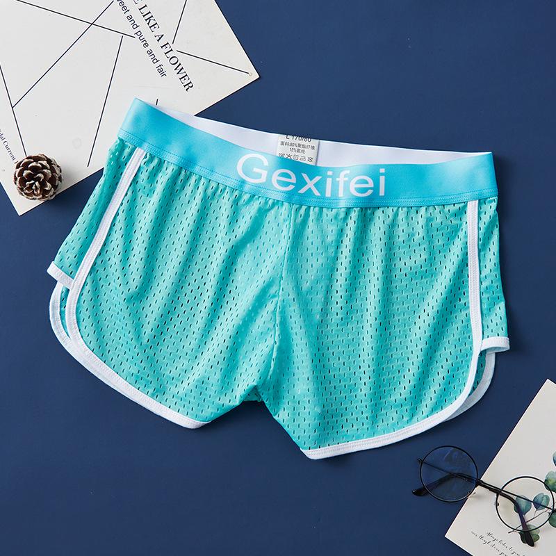 

Мужские весенние боксеры-брифы из сетки ледяного шелка: Антибактериальное, Дышащее, Со средней посадкой, Спортивное нижнее белье для подростков XL циан
