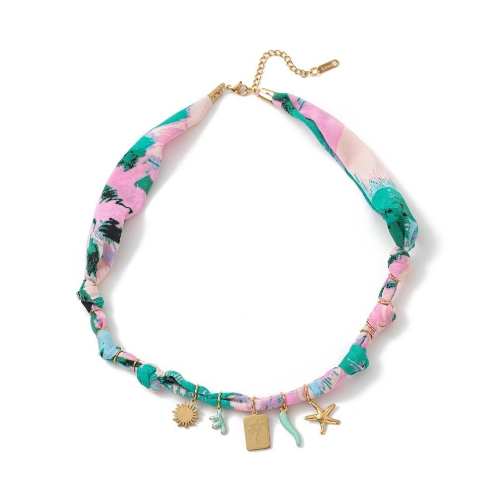 Love Heart Beach Ocean Series Necklace Flower Dopamine Necklace Vintage Cloth Chain Necklace  Male
