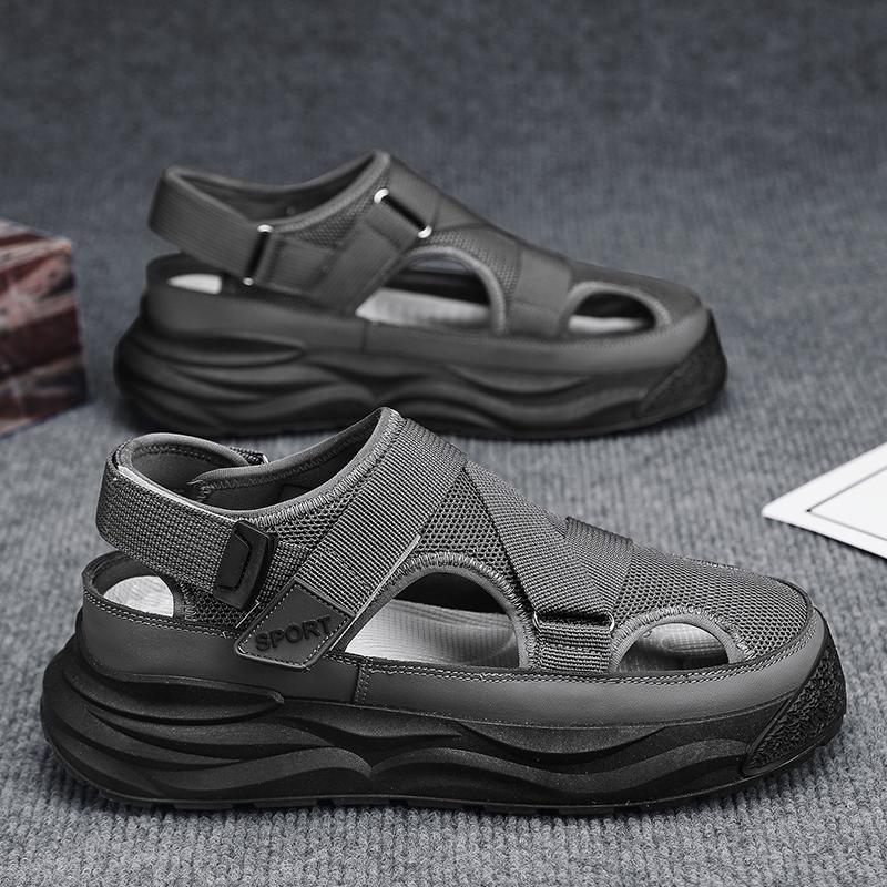 Men's Anti Slip Wear-resistant Fashionable Sports Sandals Thick Soled Breathable Mesh Perforated Shoes Men's Shoes Trendy Shoes