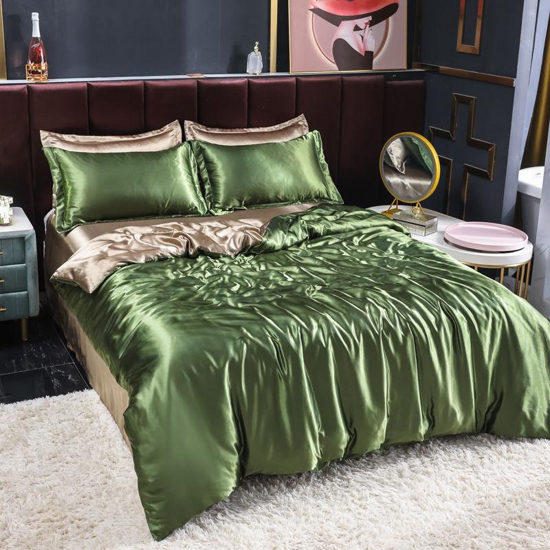 

Літній комплект підодіяльників Двосторонній ковдровий ковдр Ice Silk Ins Постільна білизна Soft Silk Smooth Single Person Dormitory Розкішний комплект постільної білизни 200x230cm 4pcs