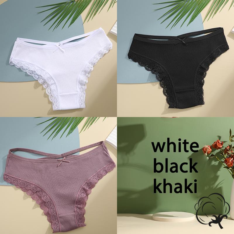 FINETOO 3PCS/Set Cotton Briefs Women Mid Waist Panties Sexy Underwear Ladies Lingere Straps Bow Panties Underware Comfortable Womens