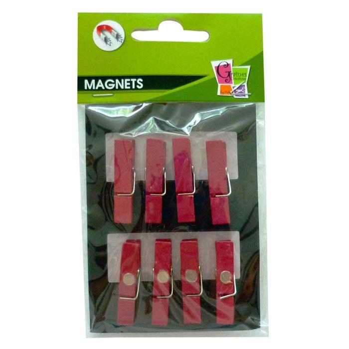 Mini dřevěné kolíčky s magnetem bordó 3,5 cm 8 kusů