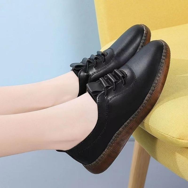Jednoduchá obuv s měkkou podrážkou, dámská obuv s plochým dnem, protiskluzová kravská šlacha, matka středního věku, lehká, pracovní obuv pro venkovní nošení