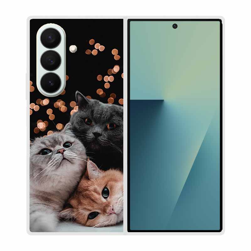 Coque For SAMSUNG Fold 7 5G Cases Animal Marble Clear Hard Phone Funda for Galaxy Z Fold7 5G Back Cover Zfold7 Transparent Shell