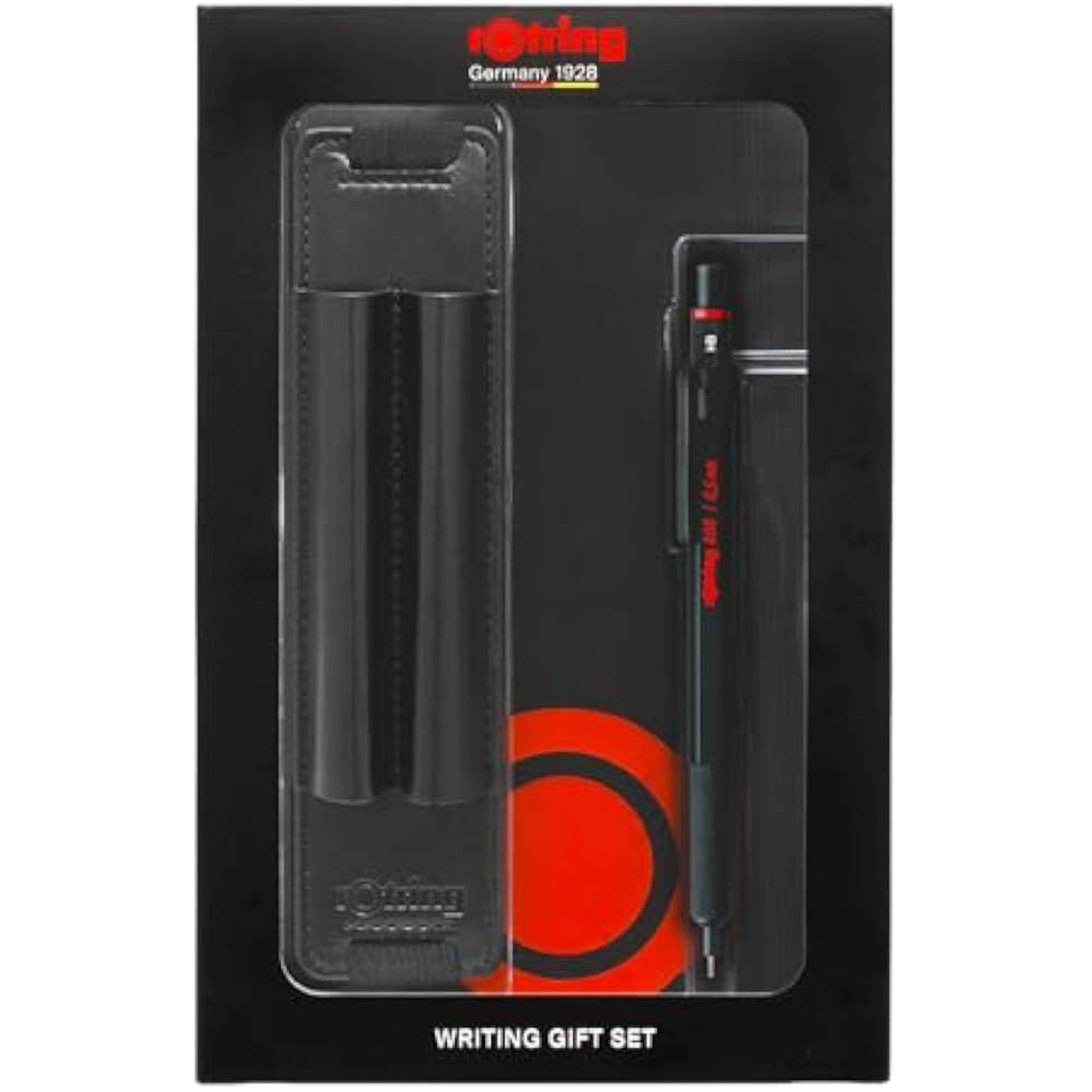 RotRing Rotling Mechanical Pencil 0.5mm 600 Black Pen with Pouch & Notebook Gift Box with Shopper...